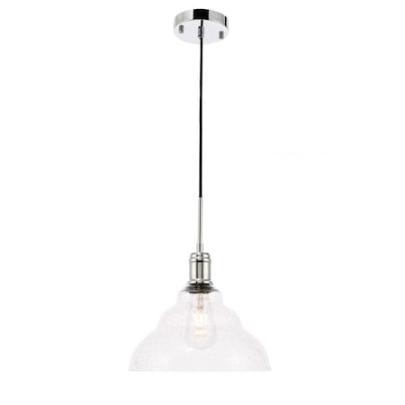 Elegant Lighting GIL Chandelier 1-Light Chrome Clear Bubble Glass Wire Medium E26 E28 Standard